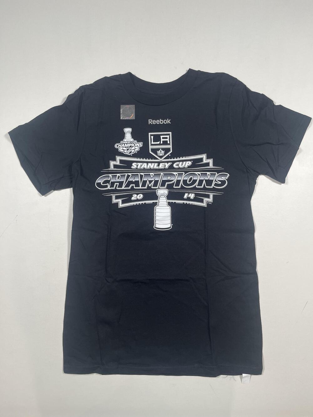 New Los Angeles Kings Shirt Mens Medium Black NHL Hockey Reebok 2014 Stanley Cup
